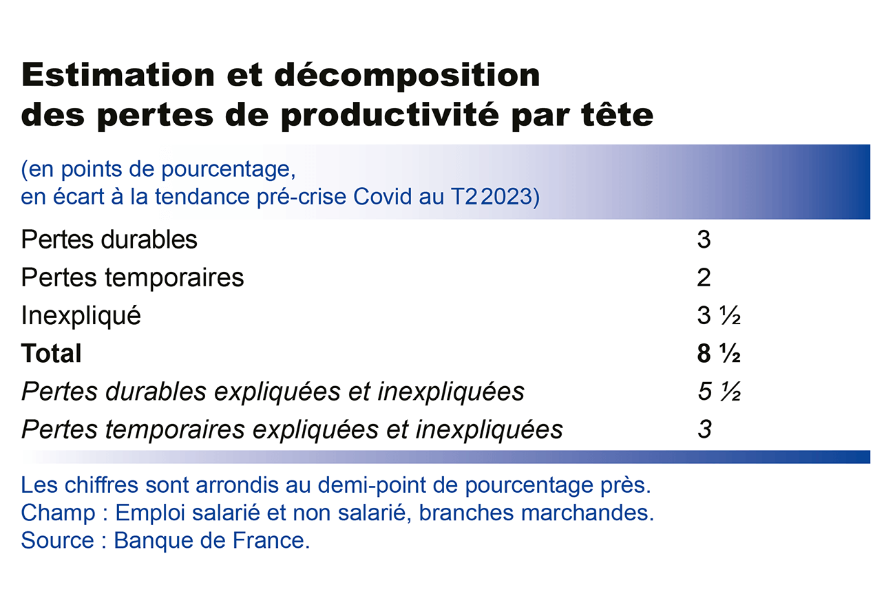 Estimation et décomposition des pertes de productivité par tête