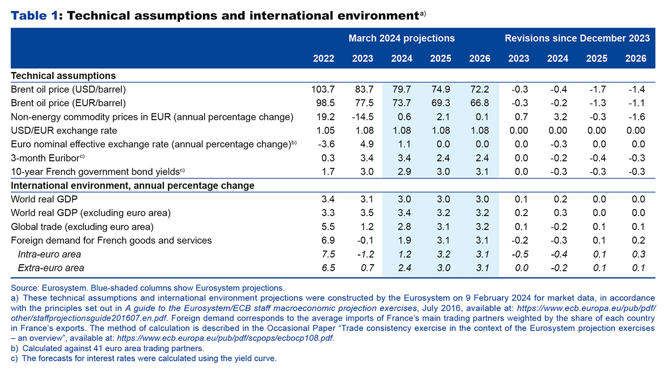 Technical assumptions and international environment