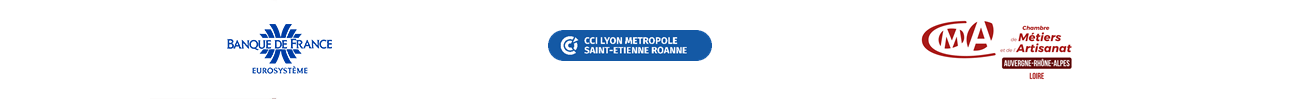 logos Banque de France CCI Lyon métropole CMA AURA Loire