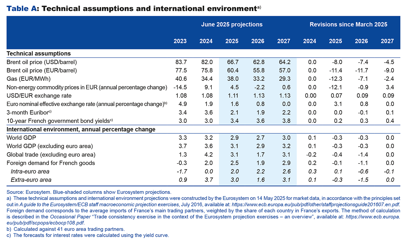 Technical assumptions and international environment