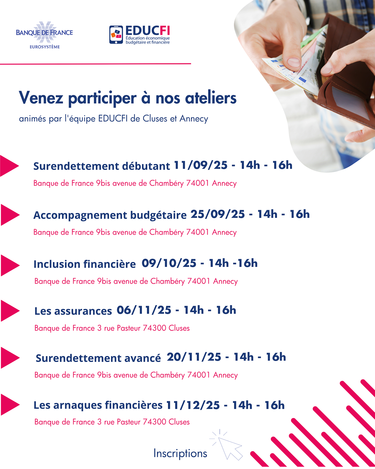 Ateliers EDUCFI à Annecy et Cluses