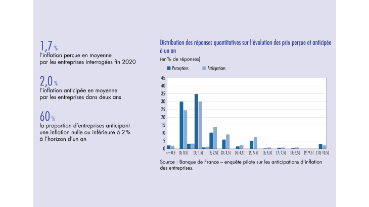 Distribution des réponses quantitatives sur l'évolution des prix perçue et anticipée