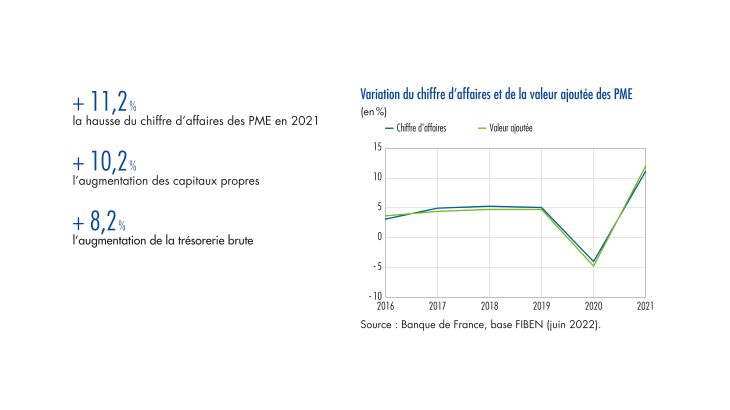 Variation du chiffre d'affaires et de la valeur ajoutée des PME