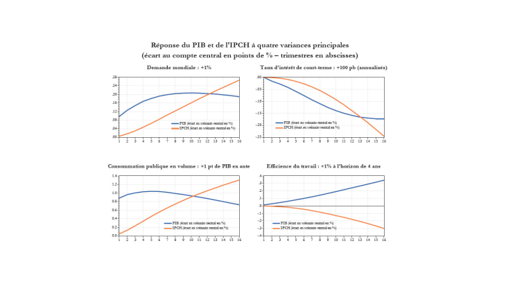 Réponse du PIB et de l'IPCH à quatre variantes principales 