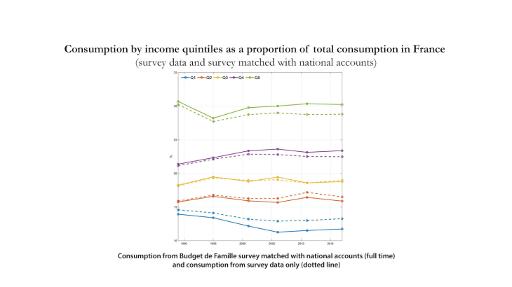 Consumption by income quintiles as a proportion of total consumption in France