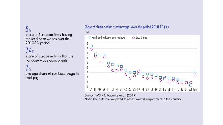 Share of firms having frozen wages over the period 2010-13 (%)