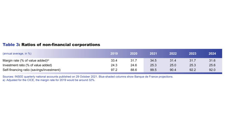 Macroeconomic projections – December 2021 - Ratios of non-financial corporations