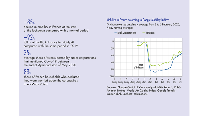 Mobility in France according to Google Mobility indices