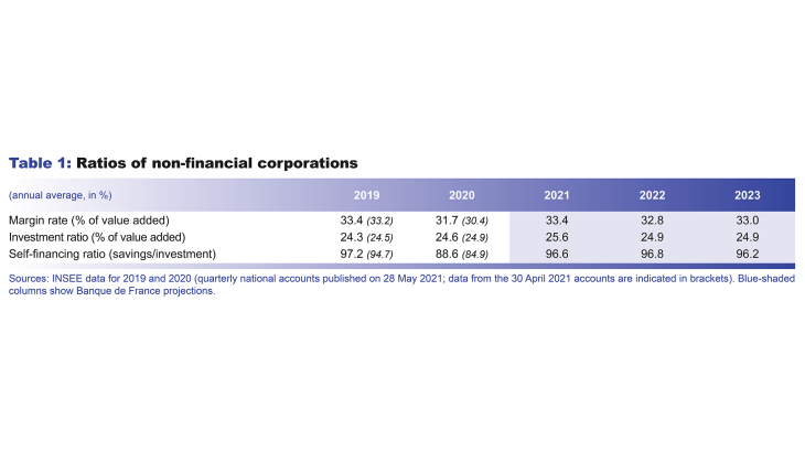 Macroeconomic projections – June 2021 - Ratios of non-financial corporations