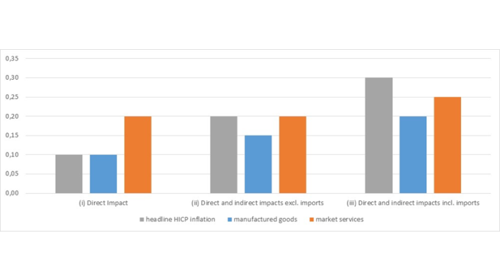 Impact on the level of the harmonised index of consumer prices in France (%)