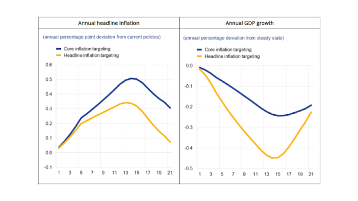 Chart 1: Inflation-output growth trade-off under a disorderly transition scenario Source: European Central Bank (ECB) calculations