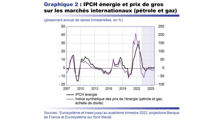 Projection macro mars 2023 - ICP énergie et prix de gros sur les marchés internationaux (pétrole et gaz)