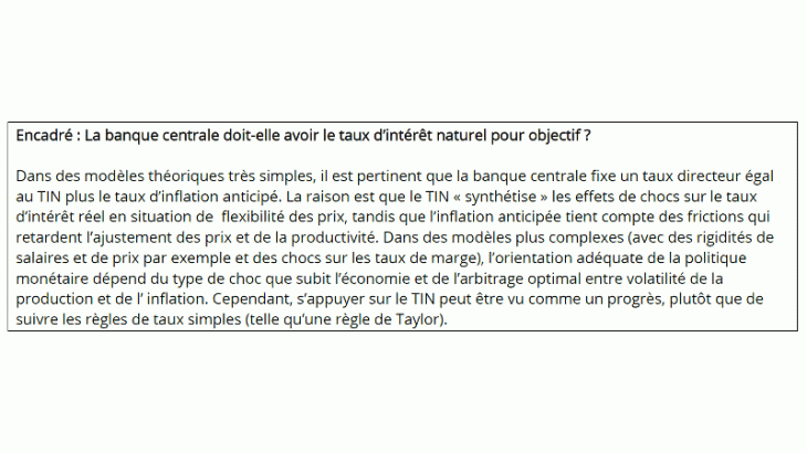 La banque centrale doit-elle avoir le taux d'intérêt naturel pour objectif ?