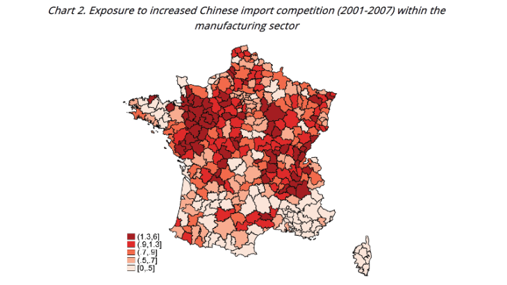 Exposure to increased Chinese import competition (2001-2007) within the manufacturing sector