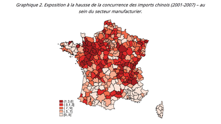 Exposition à la hausse de la concurrence des imports chinois (2001-2007) au sein du secteur manufacturier