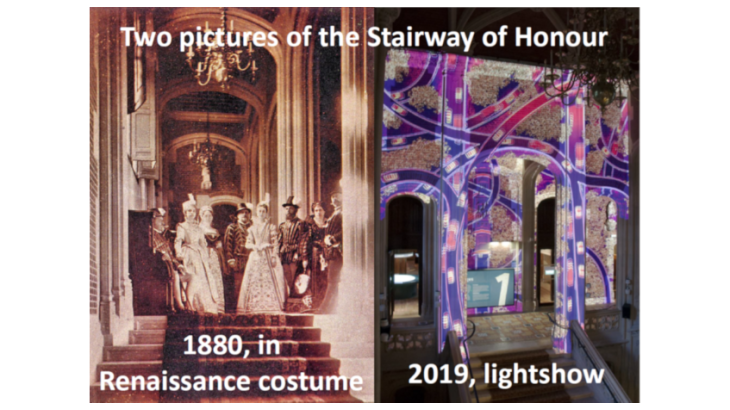 Picture 2: The Stairway of Honour in 1880 and in 2019 Source: The author