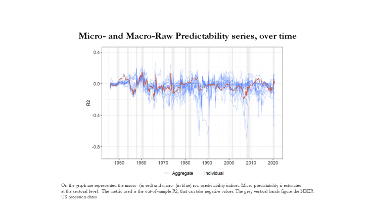 Micro- and macro- raw predictability series, over time