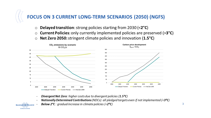Focus on 3 current long-term scenarios (2050) (NGFS)