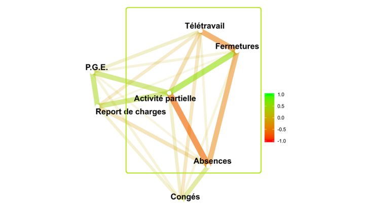 Réseau des corrélations entre les différentes variables