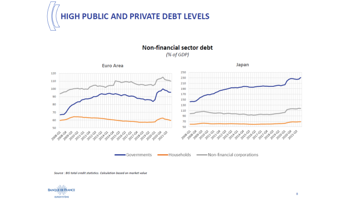 High public and private debt levels