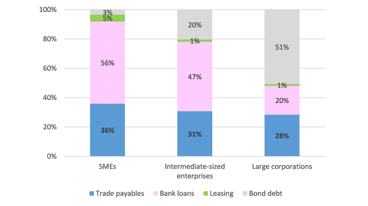 Chart 1: Breakdown of corporate debt in 2022 (%)