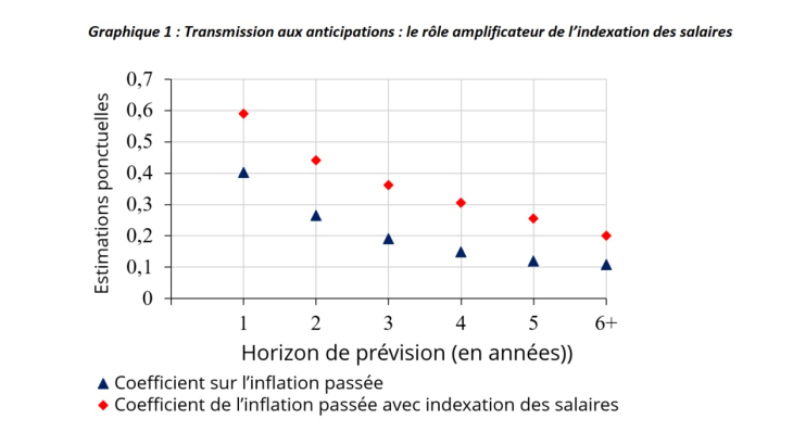 Graphique 1 : Transmission aux anticipations : le rôle amplificateur de l’indexation des salaires