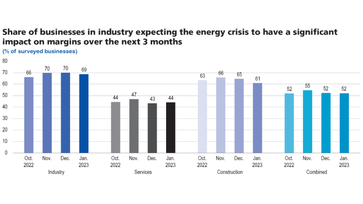 Share of businesses in industry expecting the energy crisis to have a significant impact on margins over the next 3 months