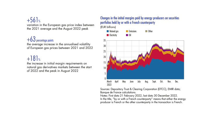 Changes in the initial margins paid by energy producers on securities portfolios held by or with a French counterparty