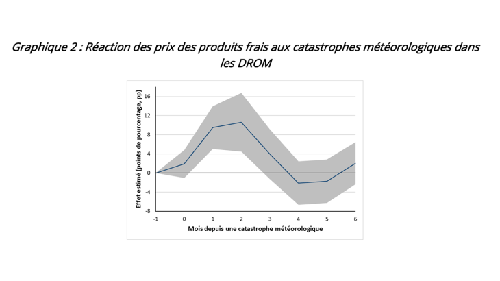 Graphique 2 : Réaction des prix des produits frais aux catastrophes météorologiques dans les DROM