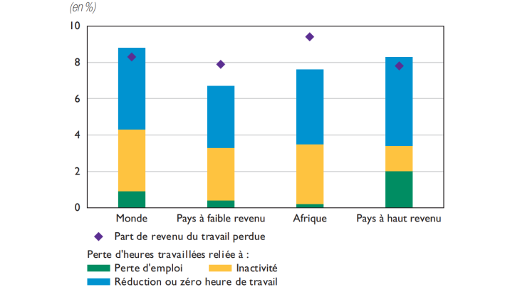 Perte d’heures travaillées et de revenu liée à la crise  de la Covid‑19 en 2020