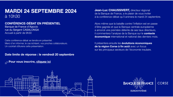 Invitation - CONFERENCE DEBAT ECONOMIQUE - Quelles évolutions économiques à fin août 2024 et quelles perspectives ?