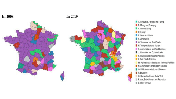 Chart 3: Main sector taking land by département
