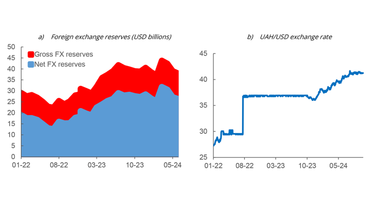 Chart 4.  Foreign exchange reserves and value of the hryvnia