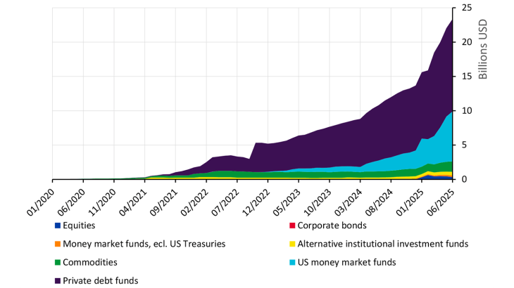 Chart 1: Market capitalisation of tokenised real assets