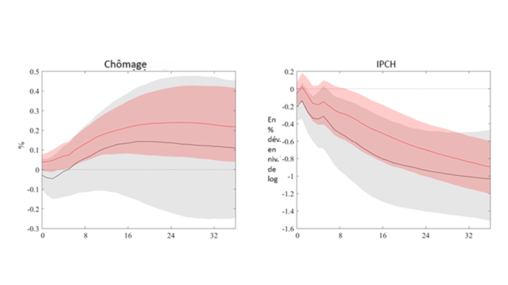 Graphique 2. Les effets des chocs de politique monétaire sur la macroéconomie
