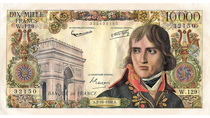 recto du billet de 10000F Bonaparte 1955