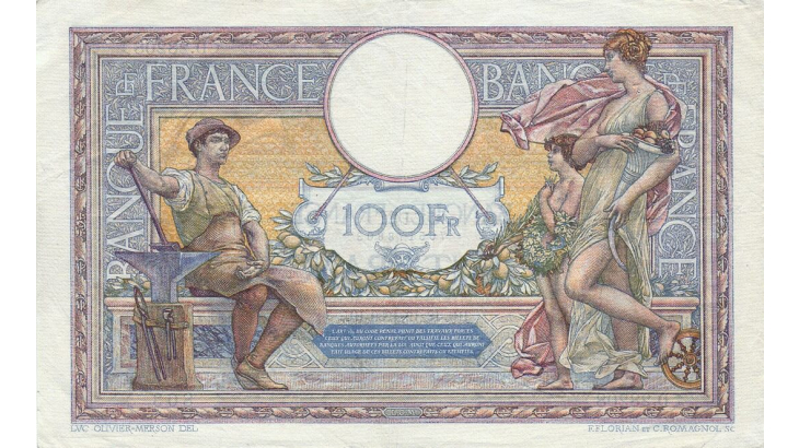 billet de 100F-1906- Merson - verso