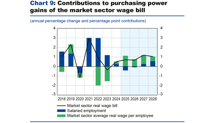 Chart 9: Contributions to purchasing power gains of the market sector wage bill