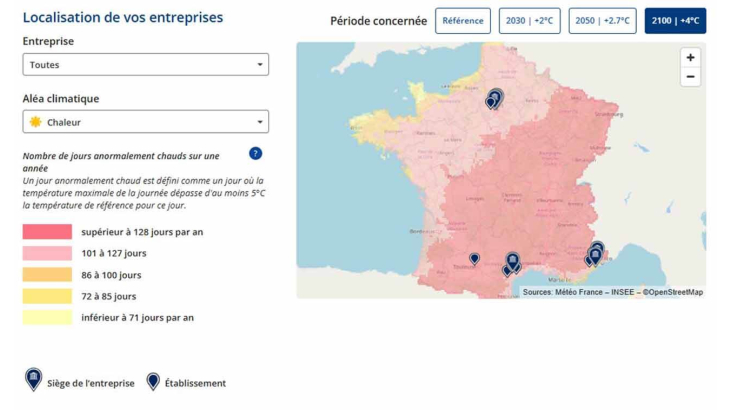 cartographie interactive en fonction de l'aléa et de la période