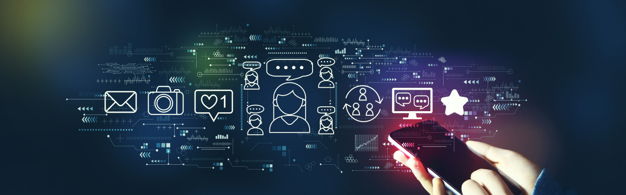 Thème des médias sociaux avec personne utilisant un smartphone