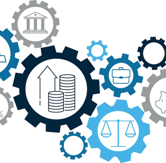 engrenages représentant l'or la bourse l'épargne la justice les taux