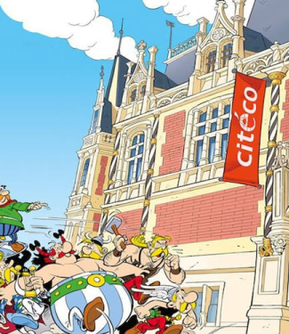 Astérix et ses compagnons se ruent à l'exposition qui leur consacrée à la Cité de l'Économie