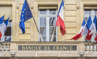 Banque de France : façade siège drapeau